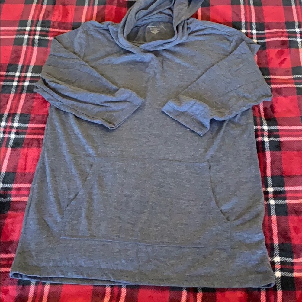 3/4 sleeve shirt with hoodie & pocket